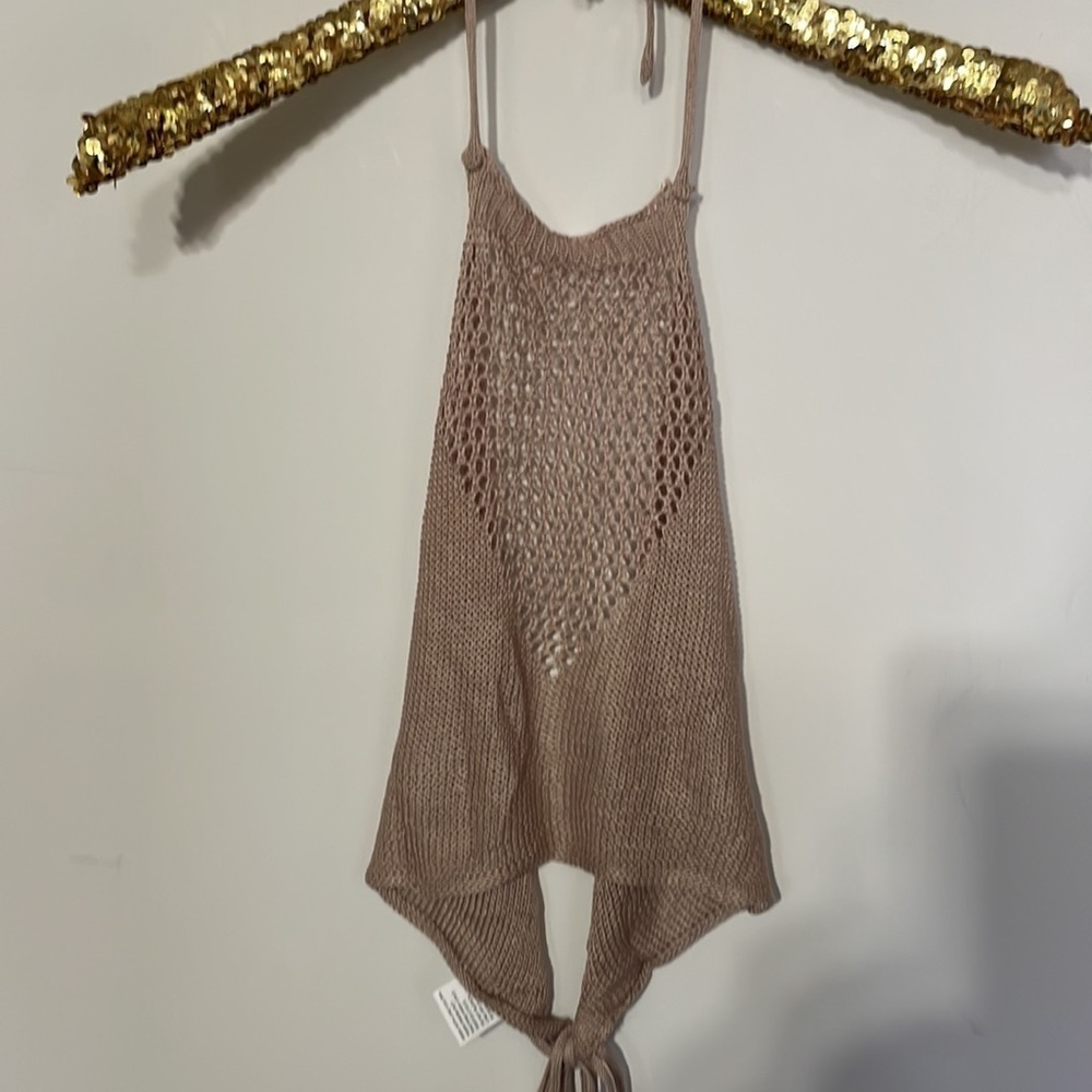 Nude Crochet Bathing Suit  Cover Up Crop Top - Picture 10 of 17